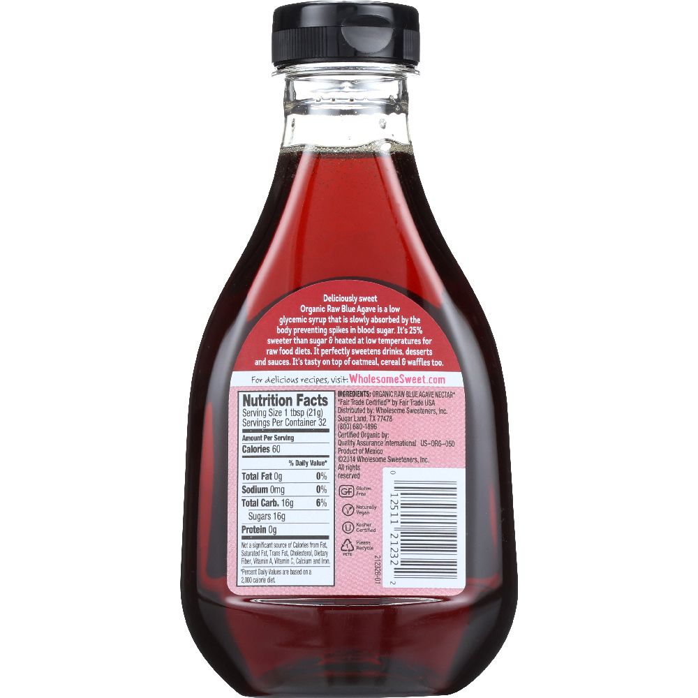 WHOLESOME SWEETENERS: Organic Raw Blue Agave, 23.5 oz - Baking Redefined
