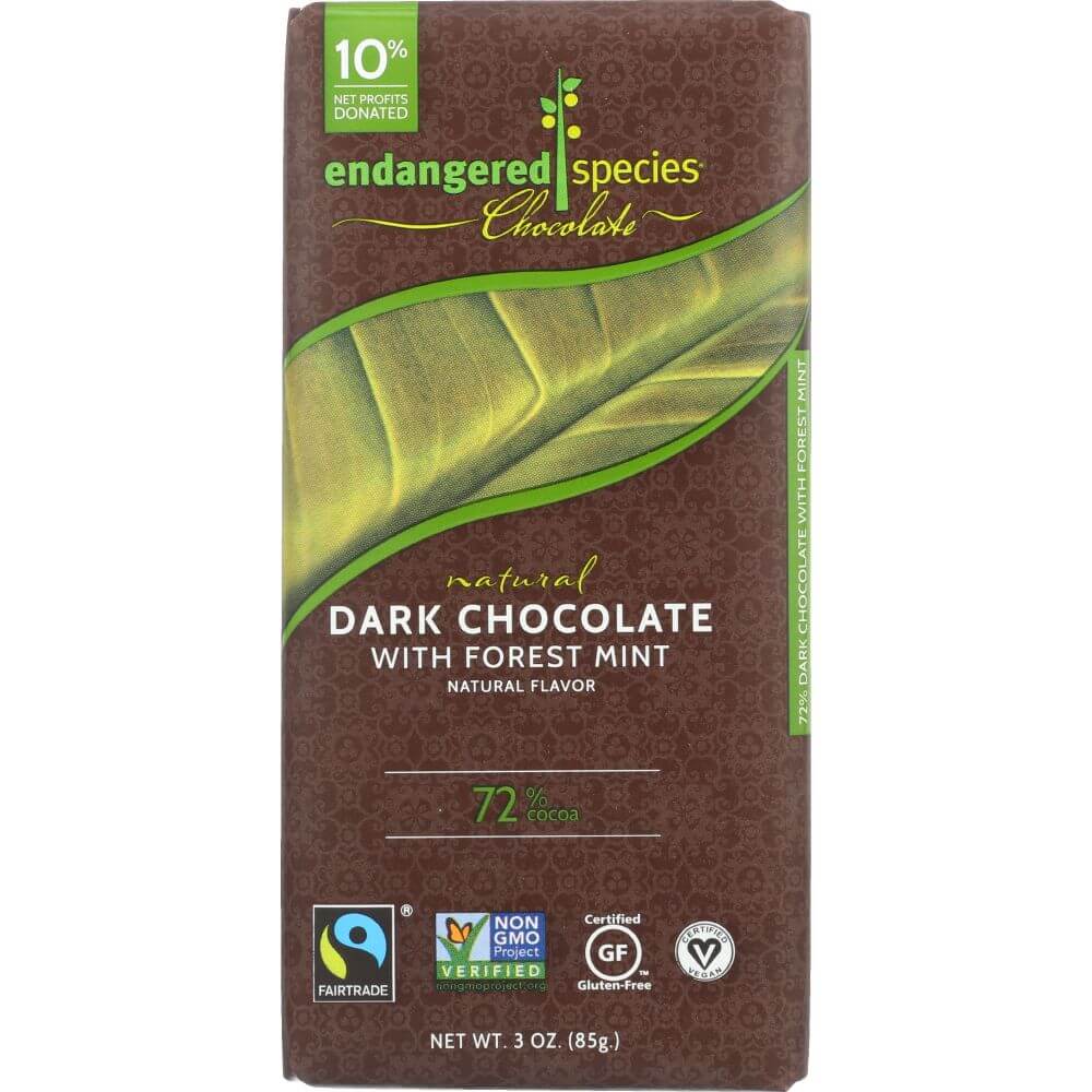 ENDANGERED SPECIES: Natural Dark Chocolate Bar with Forest Mint, 3 oz - Baking Redefined