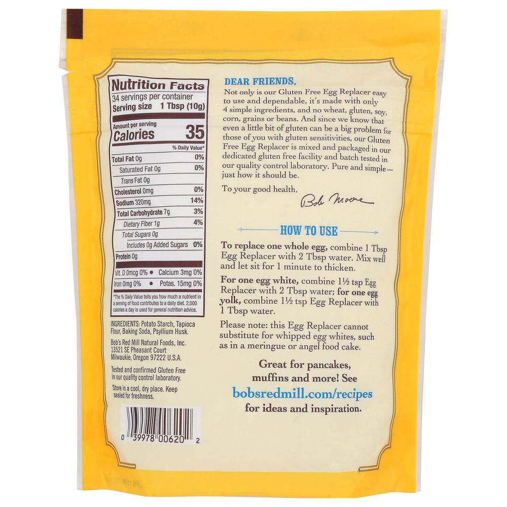 BOBS RED MILL: Egg Replacer Gluten Free, 12 oz - Baking Redefined