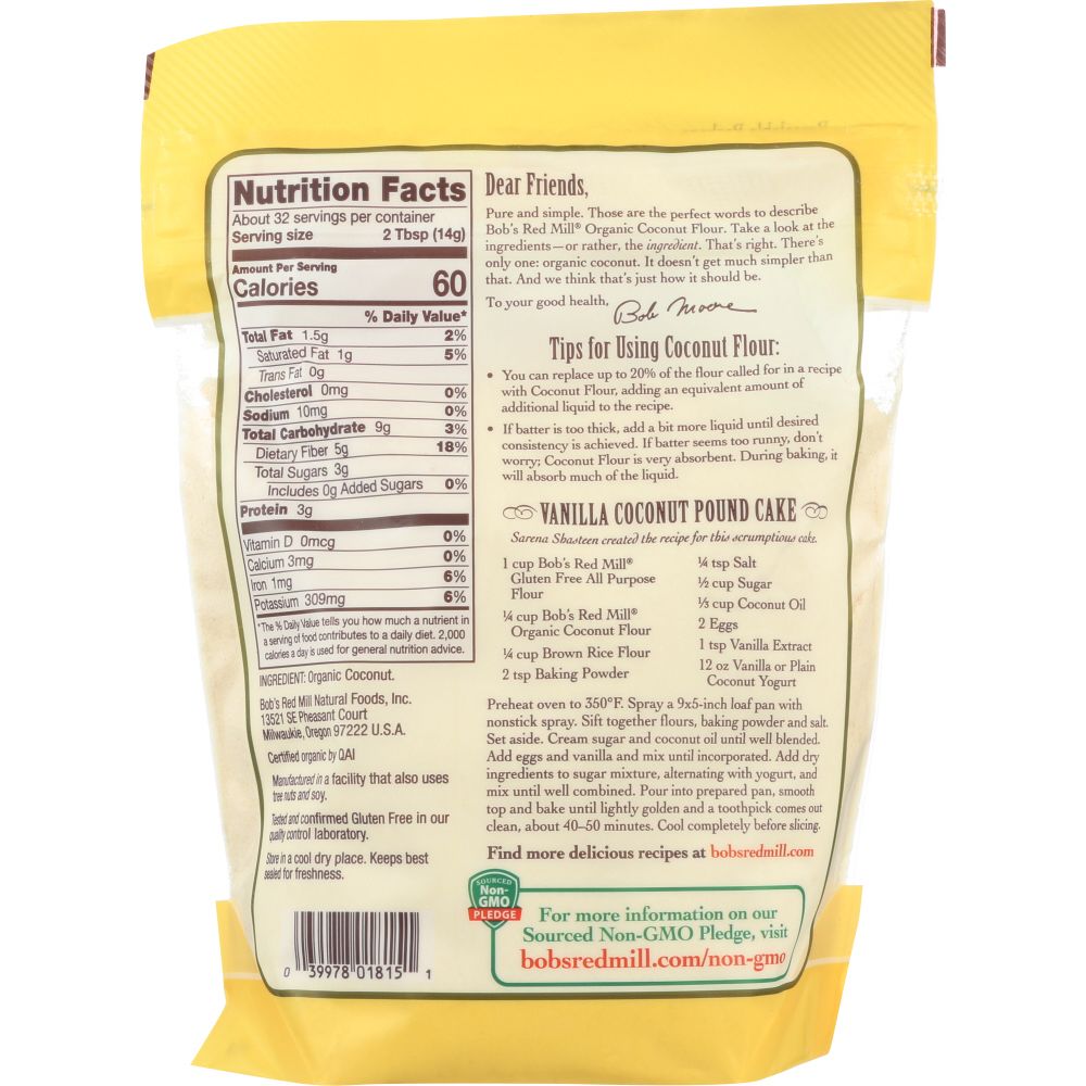 BOBS RED MILL: Organic Coconut Flour, 16 oz - Baking Redefined