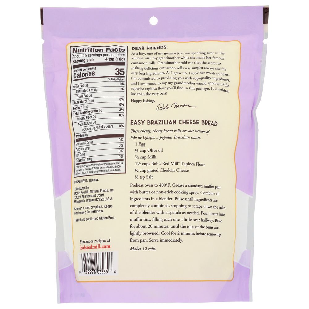 BOBS RED MILL: Tapioca Flour (Tapioca Starch), 16 oz - Baking Redefined