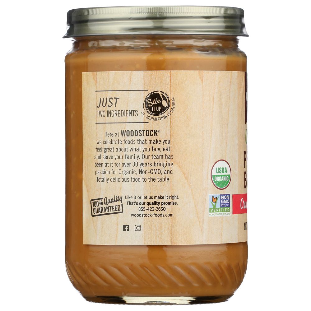 WOODSTOCK: Peanut Butter Crunchy Salted Organic, 16 oz - Baking Redefined