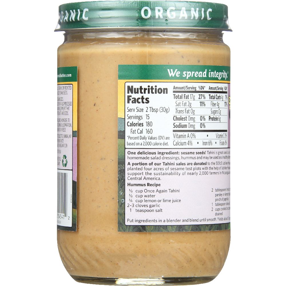 ONCE AGAIN: Organic Sesame Tahini, 16 oz - Baking Redefined