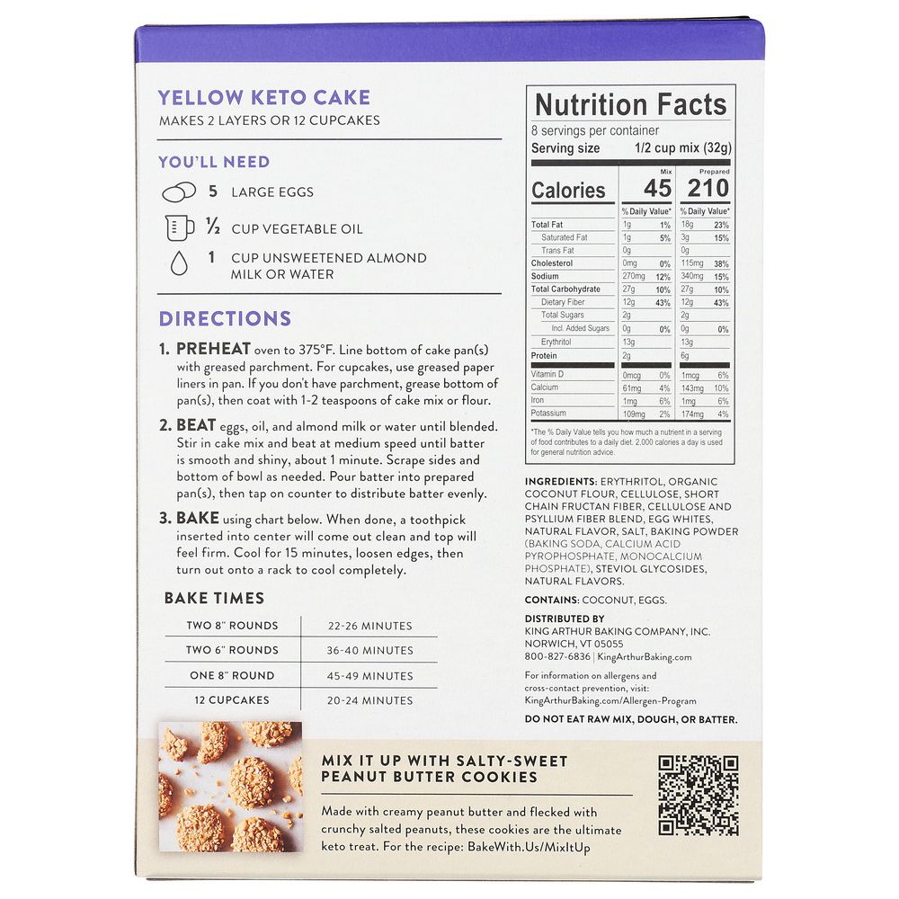 KING ARTHUR: Yellow Keto Cake Mix, 9 oz - Baking Redefined