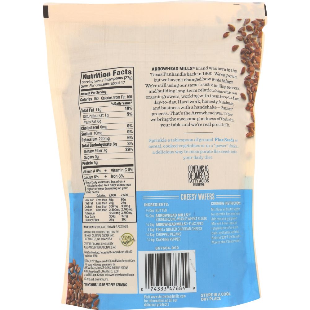 ARROWHEAD MILLS: Organic Flax Seeds, 16 oz - Baking Redefined