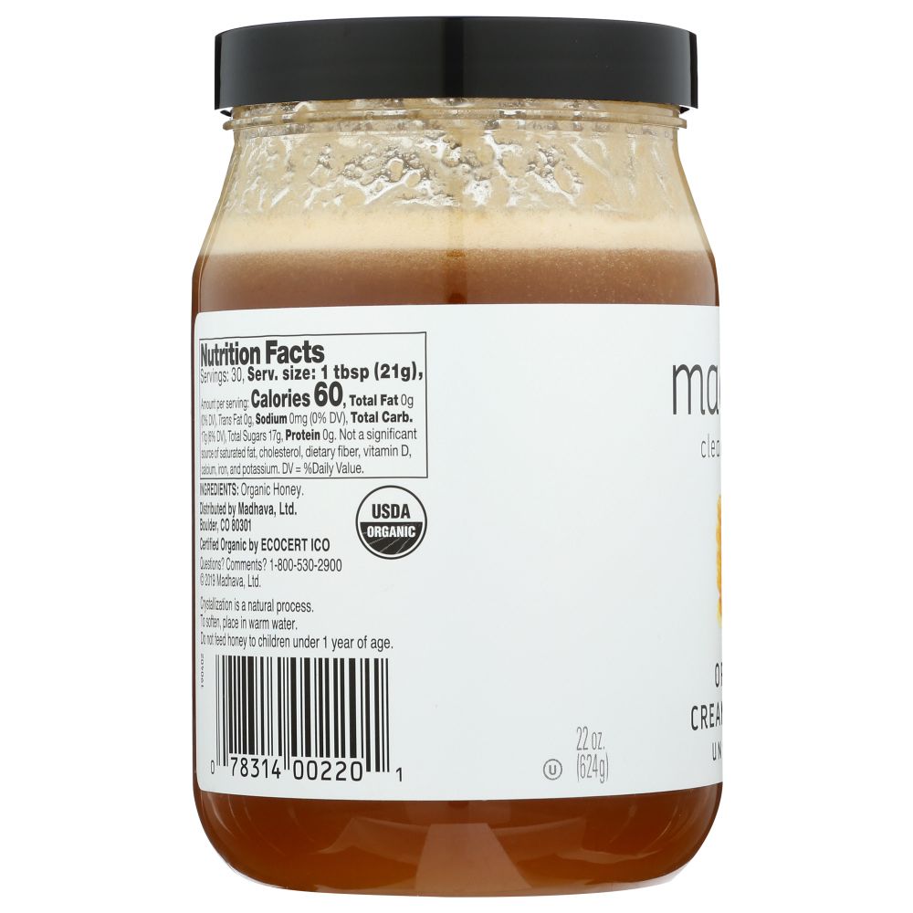 MADHAVA: Organic Very Raw Honey, 22 oz - Baking Redefined