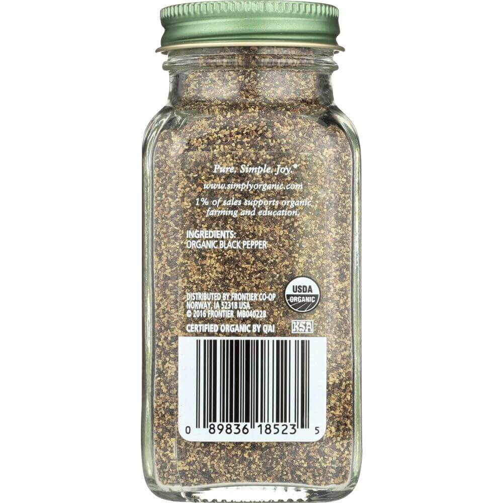 SIMPLY ORGANIC: Black Pepper, 2.31 Oz - Baking Redefined