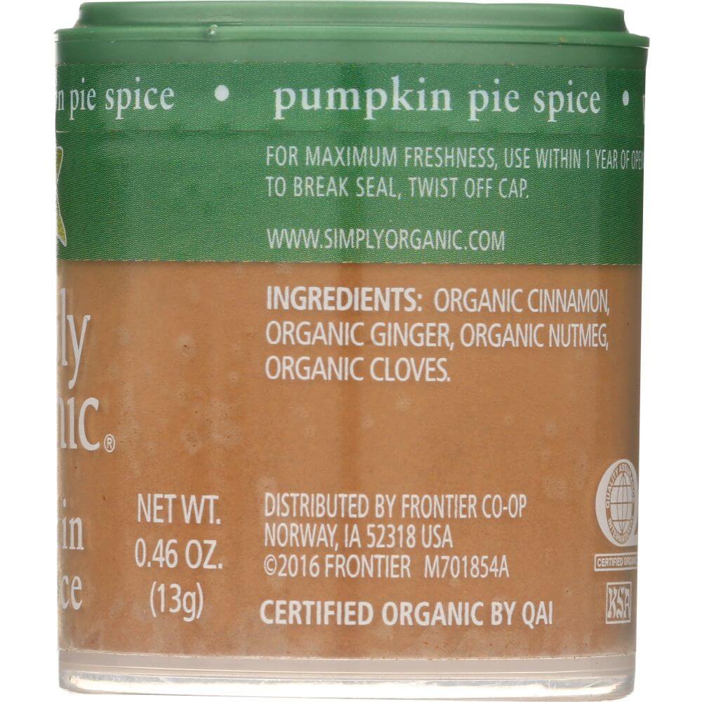 SIMPLY ORGANIC: Mini Pumpkin Pie Spice Organic, .46 oz - Baking Redefined