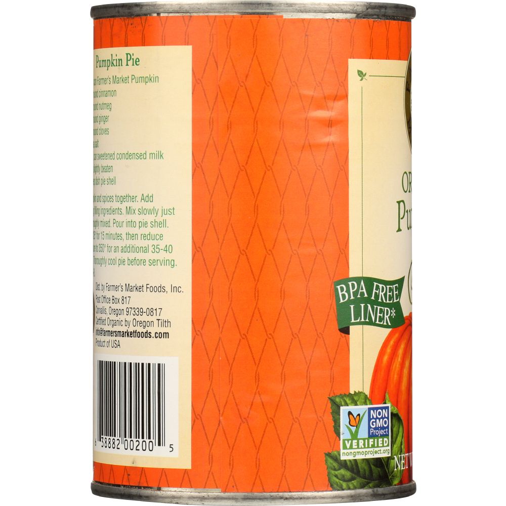 FARMERS MARKET FOODS: Organic Canned Pumpkin, 15 oz - Baking Redefined
