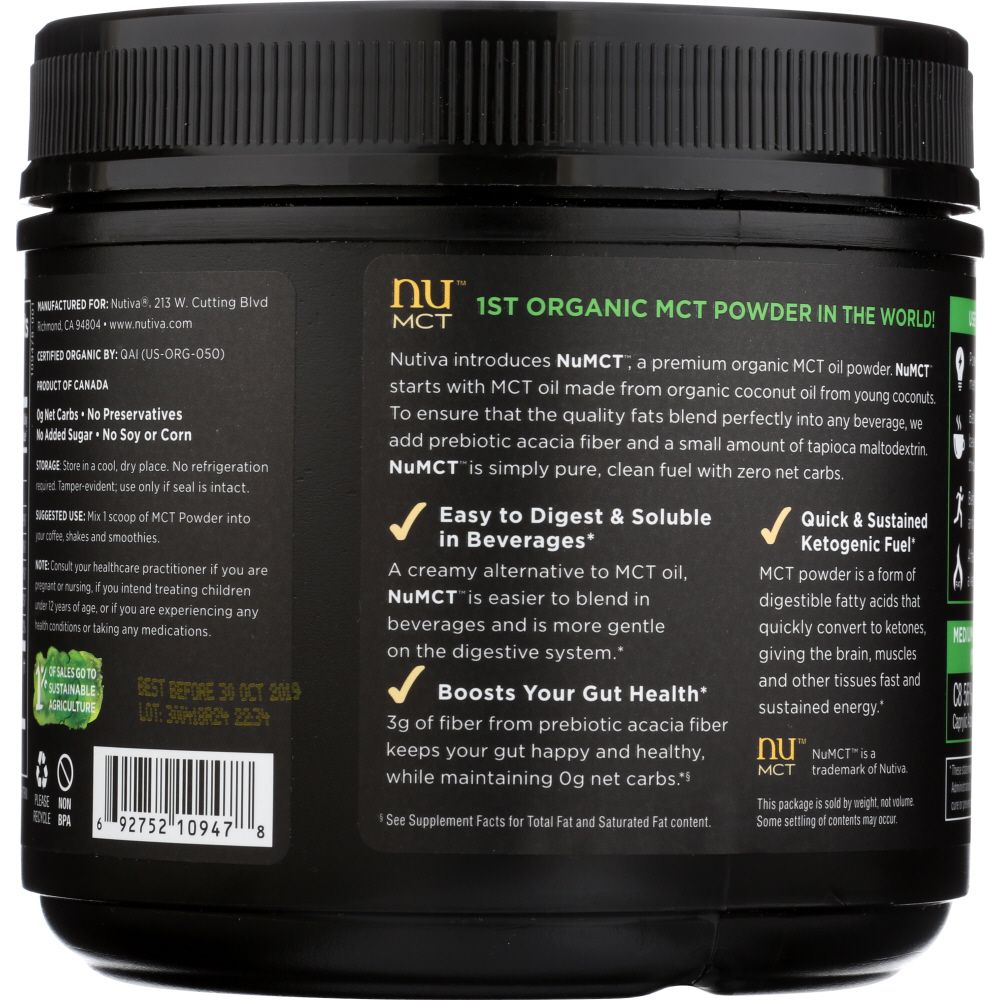 NUTIVA: MCT Powder, 10.6 oz - Baking Redefined