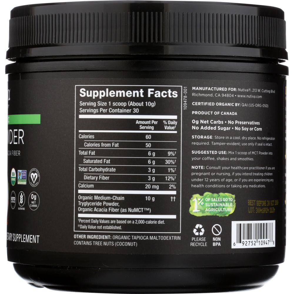NUTIVA: MCT Powder, 10.6 oz - Baking Redefined