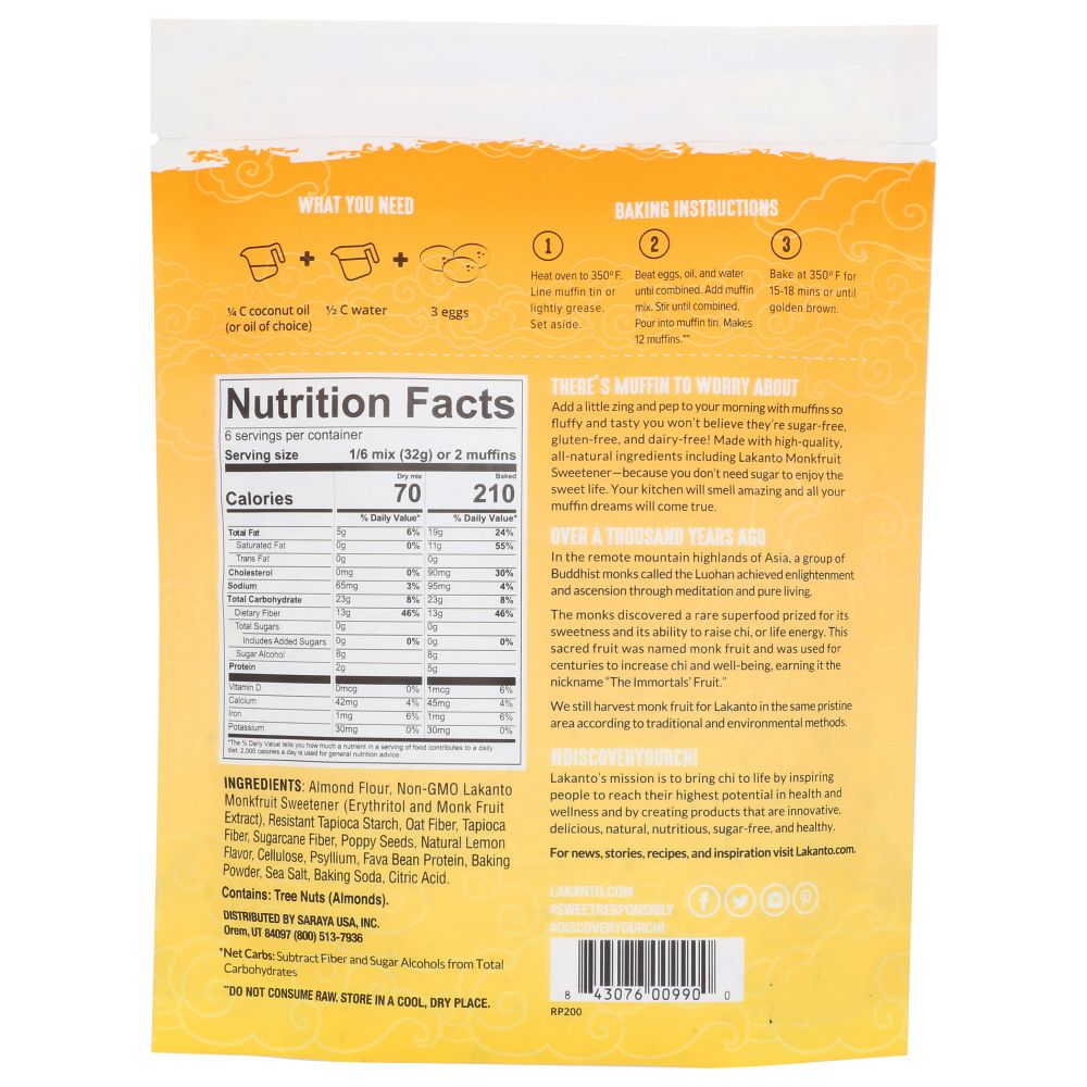 LAKANTO: Lemon Poppy Seed Muffin Mix, 6.77 oz - Baking Redefined