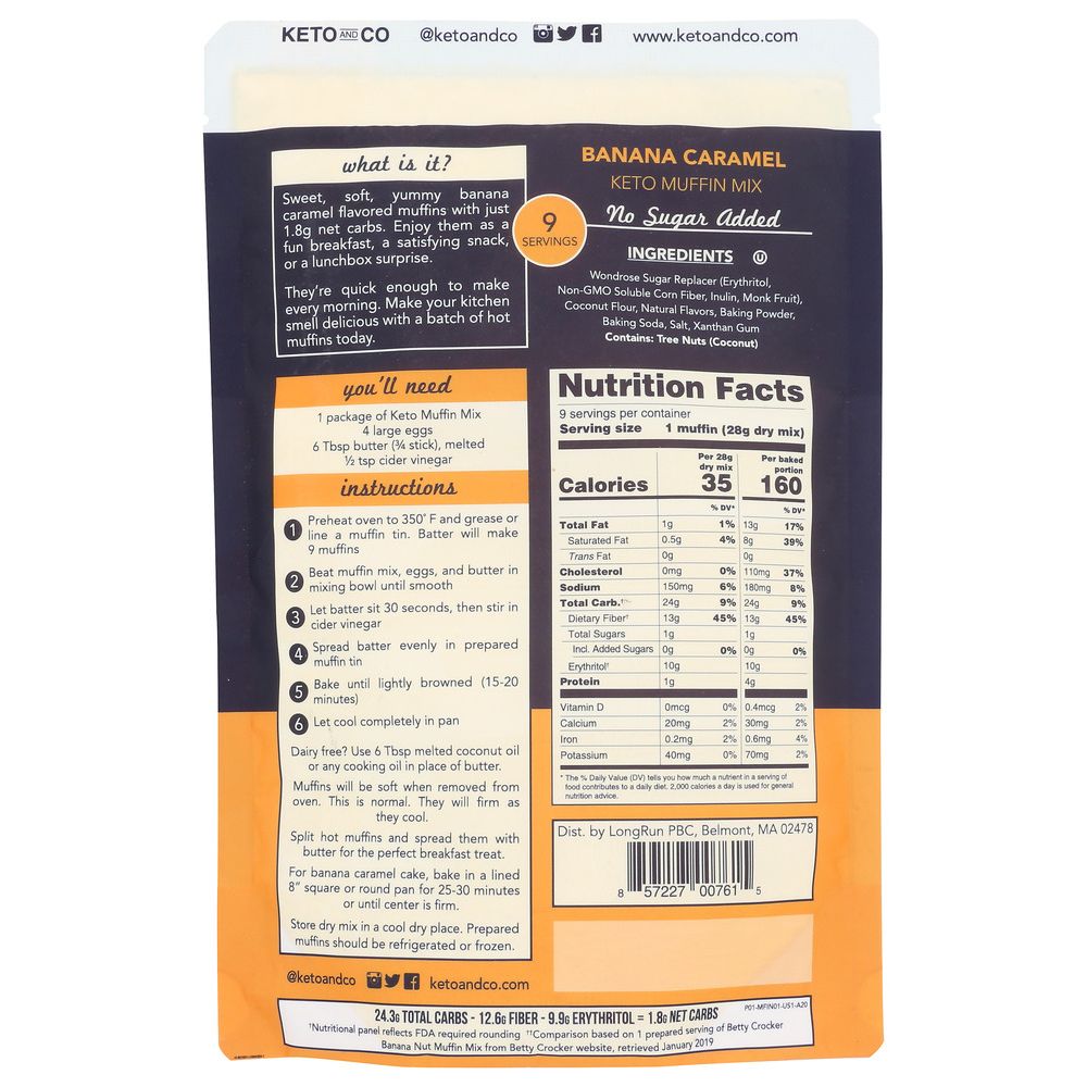 KETO & CO: Mix Muffin Banana Caramel, 8.8 oz