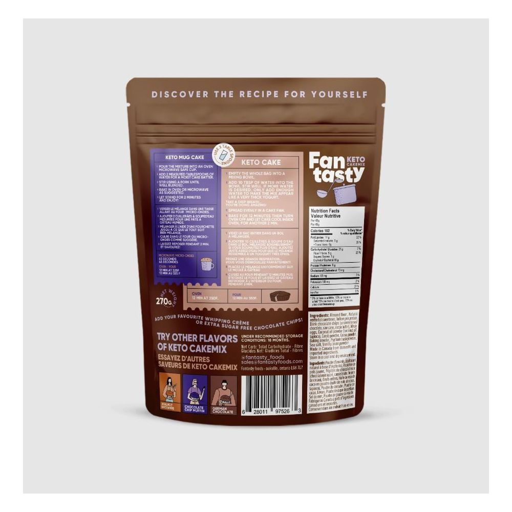 FAN TASTY FOOD: Chocolate Lovers Keto Cake Mix, 9.52 oz - Baking Redefined