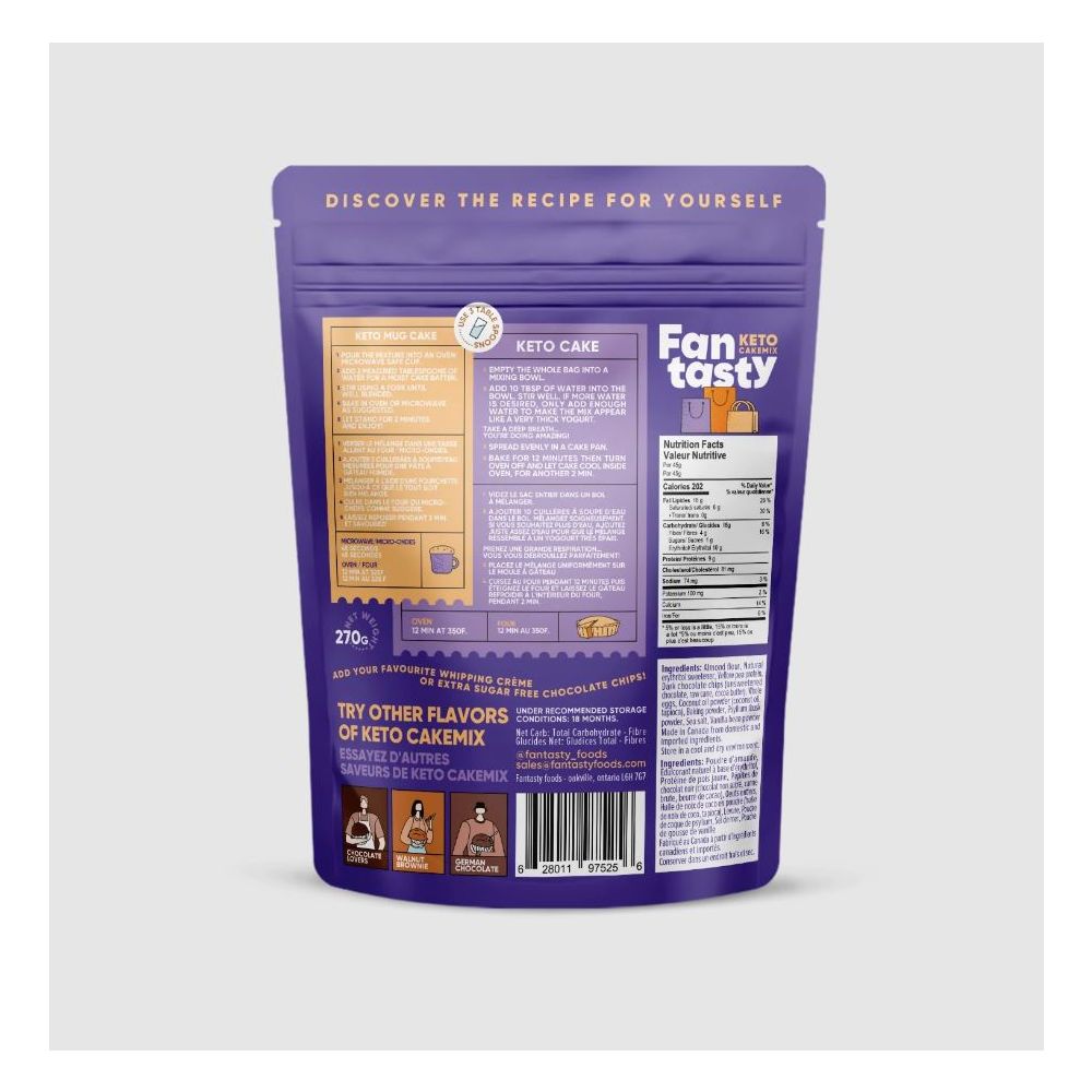 FAN TASTY FOODS: Chocolate Chip Muffin Keto Cake Mix, 9.52 oz - Baking Redefined