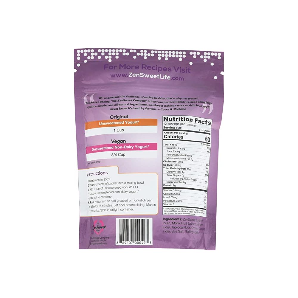 ZENSWEET: Dark Chocolate Brownie Mix, 11.25 oz - Baking Redefined