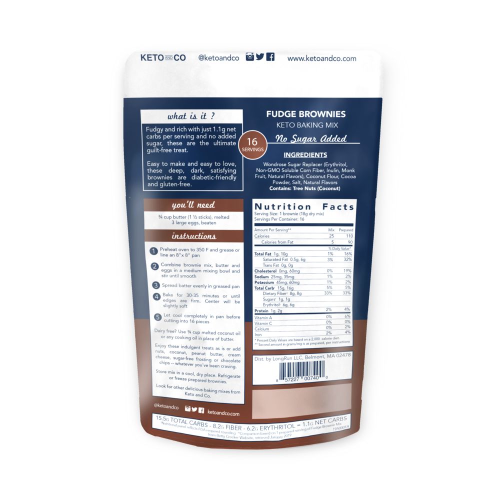 KETO & CO: Fudge Brownies Keto Baking Mix, 10.2 oz