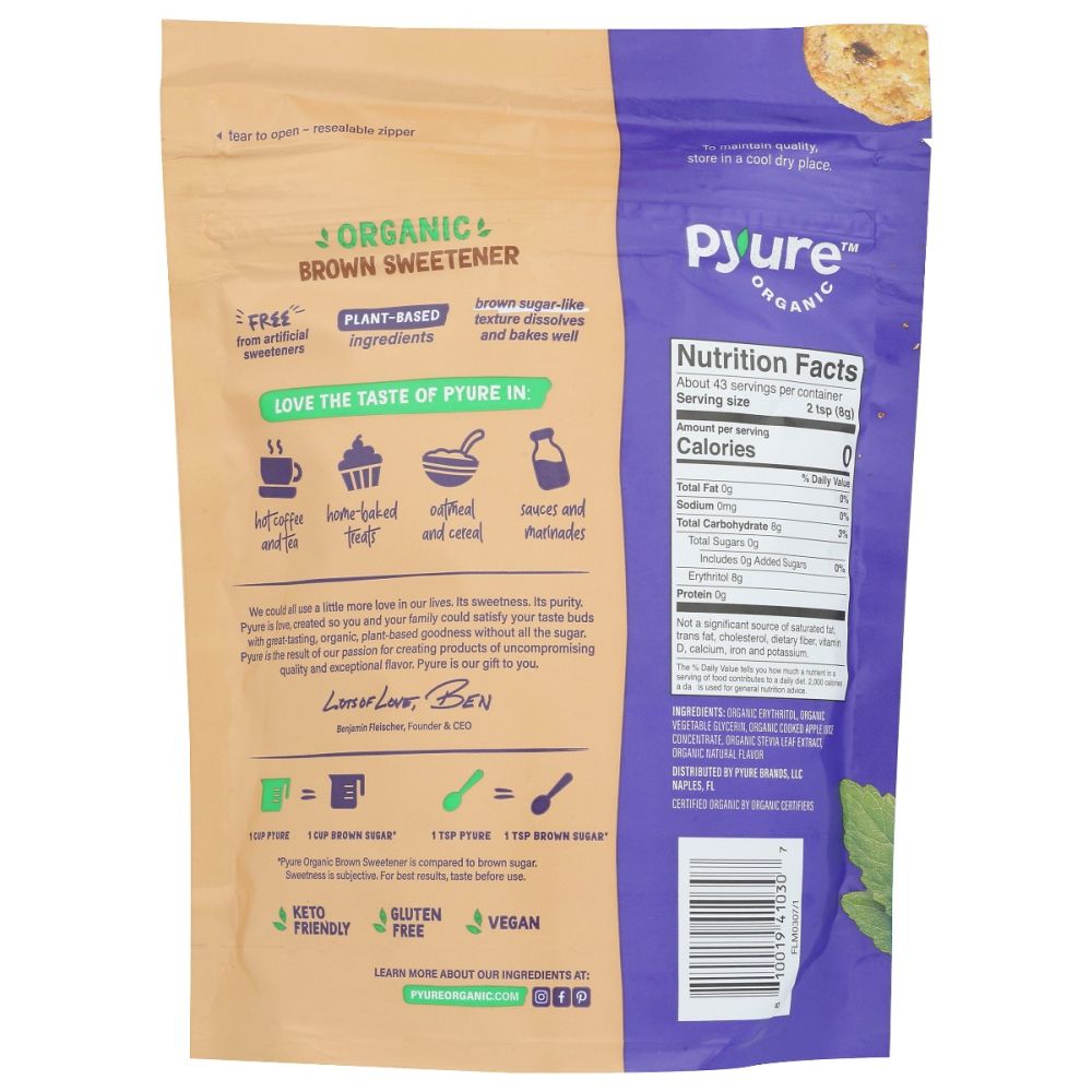 PYURE: Organic Brown Sweetener, 12 oz - Baking Redefined