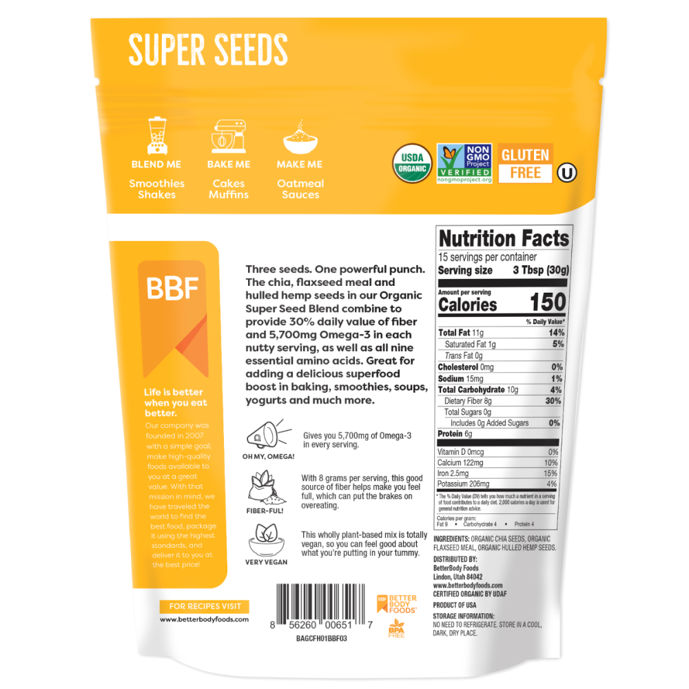 BETTERBODY: Seed Blend Super Org, 16 oz - Baking Redefined