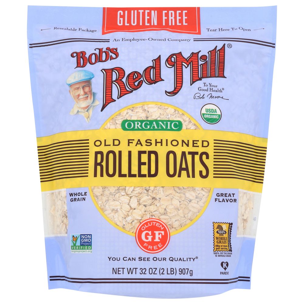 BOBS RED MILL: Gluten Free Organic Old Fashioned Rolled Oats, 32 oz - Baking Redefined