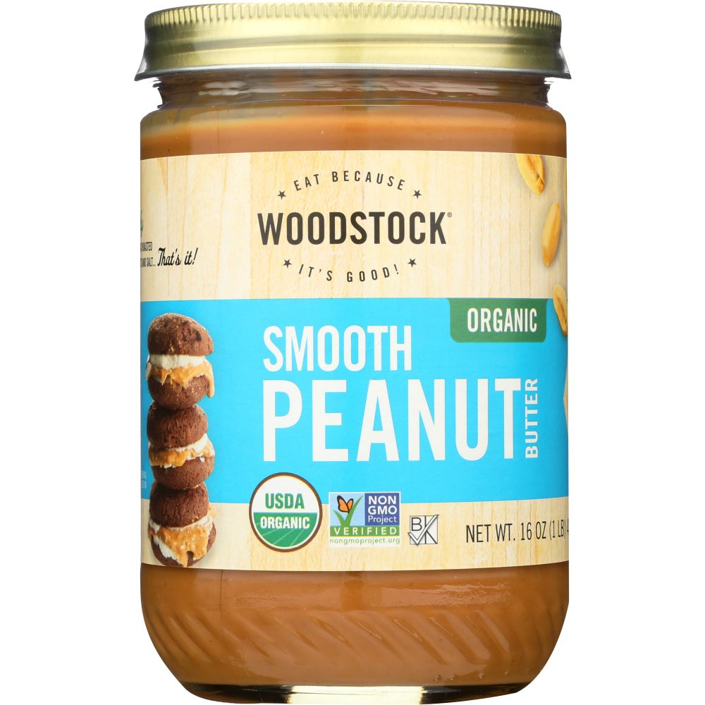 WOODSTOCK: Peanut Butter Smooth Salted Organic, 16 oz - Baking Redefined