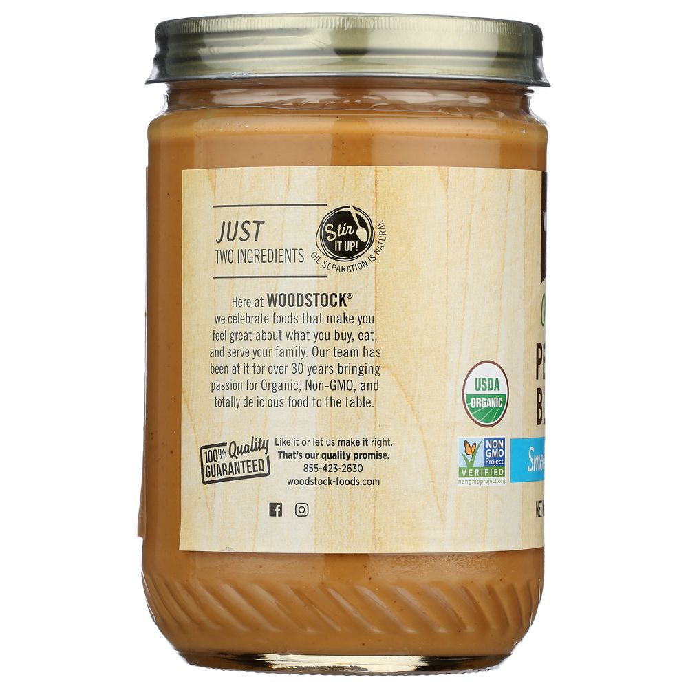 WOODSTOCK: Peanut Butter Smooth Salted Organic, 16 oz