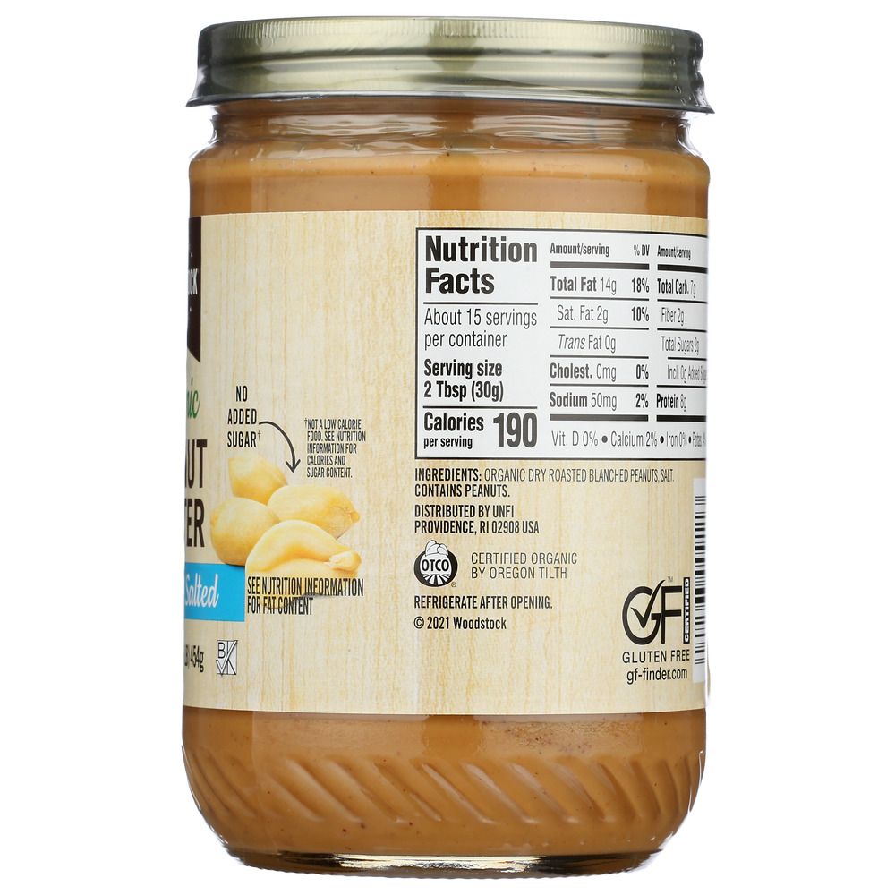 WOODSTOCK: Peanut Butter Smooth Salted Organic, 16 oz