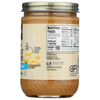 WOODSTOCK: Peanut Butter Smooth Salted Organic, 16 oz