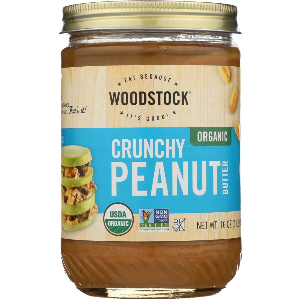 WOODSTOCK: Peanut Butter Crunchy Salted Organic, 16 oz - Baking Redefined
