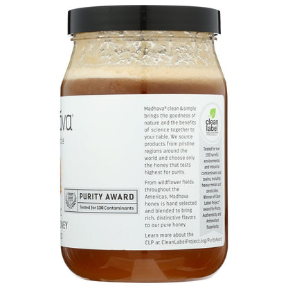 MADHAVA: Organic Very Raw Honey, 22 oz