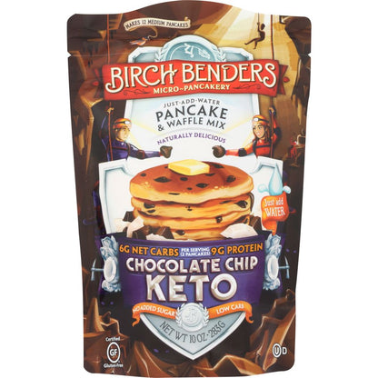 BIRCH BENDERS: Keto Chocolate Chip Pancake and Waffle Mix, 10 oz