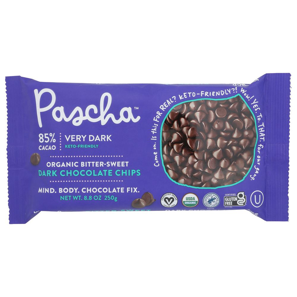 PASCHA: Organic Bitter-Sweet Dark Chocolate Chips, 8.75 oz