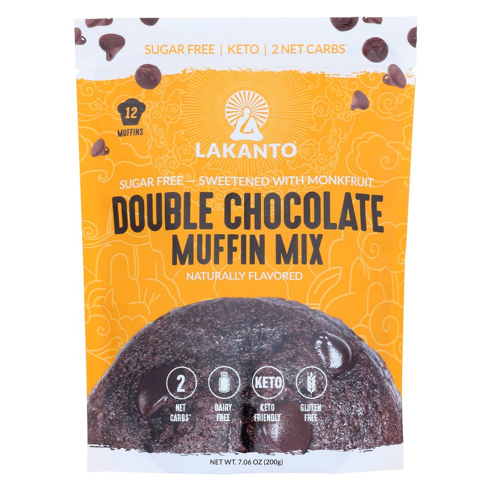 LAKANTO: Double Chocolate Muffin Mix, 7.06 oz - Baking Redefined