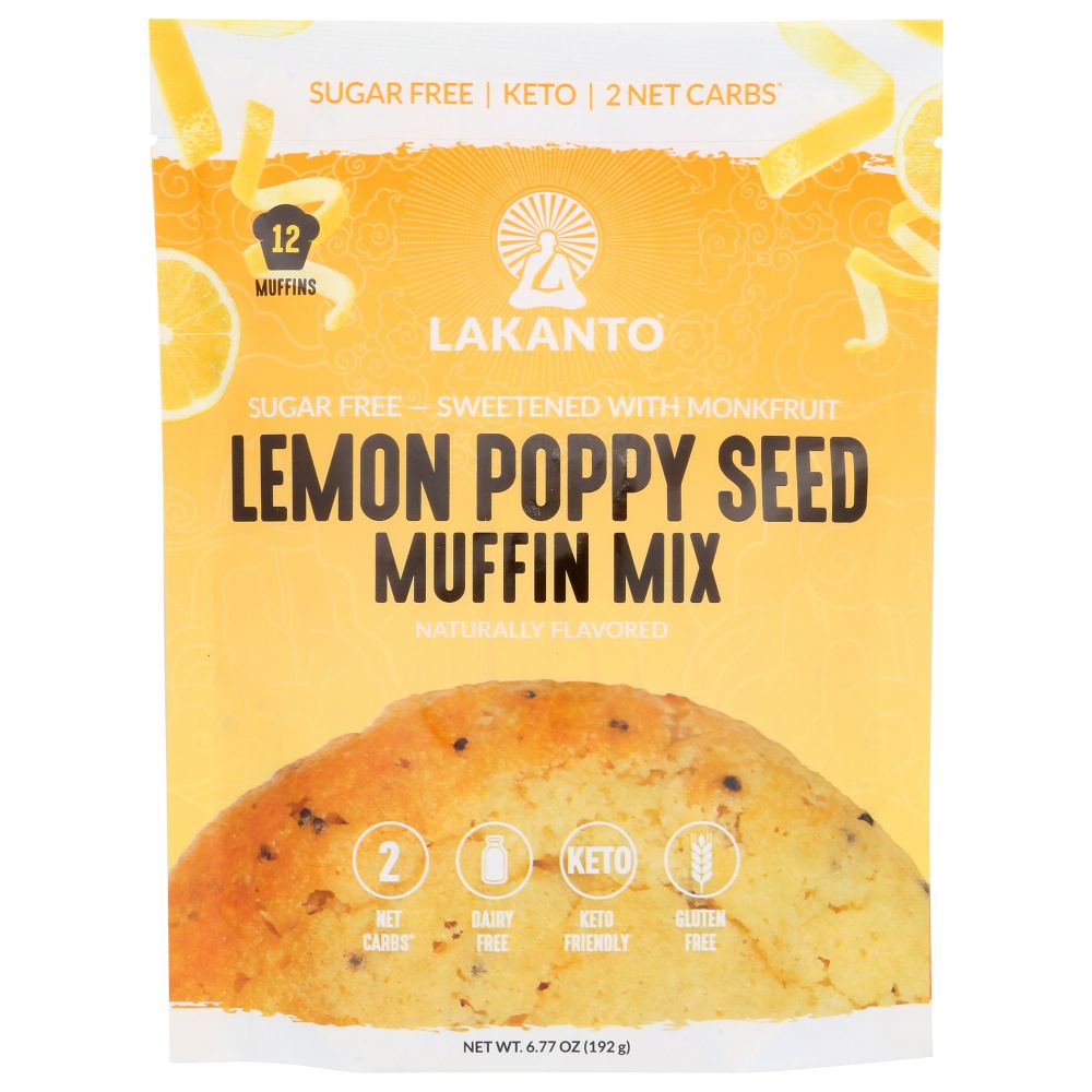 LAKANTO: Lemon Poppy Seed Muffin Mix, 6.77 oz - Baking Redefined