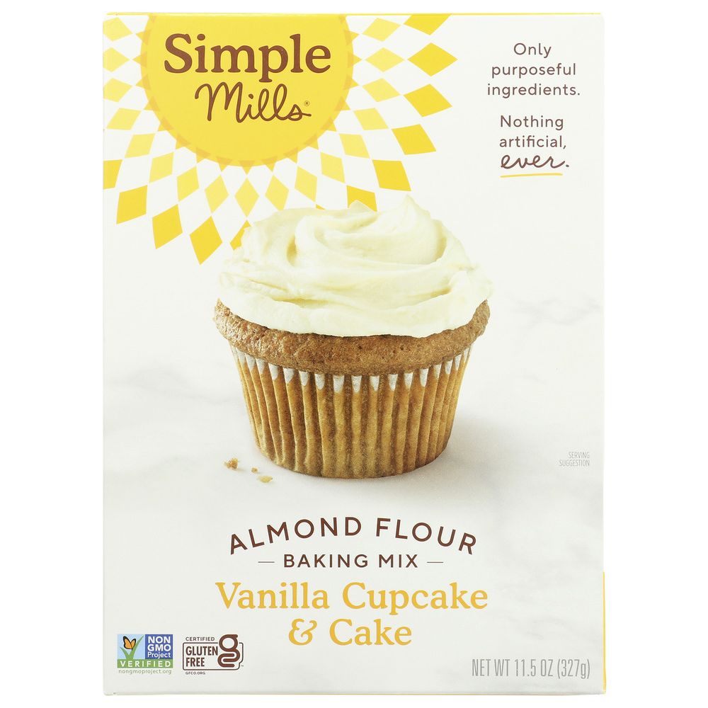 SIMPLE MILLS: Vanilla Cupcake & Cake Mix, 11.5 oz - Baking Redefined