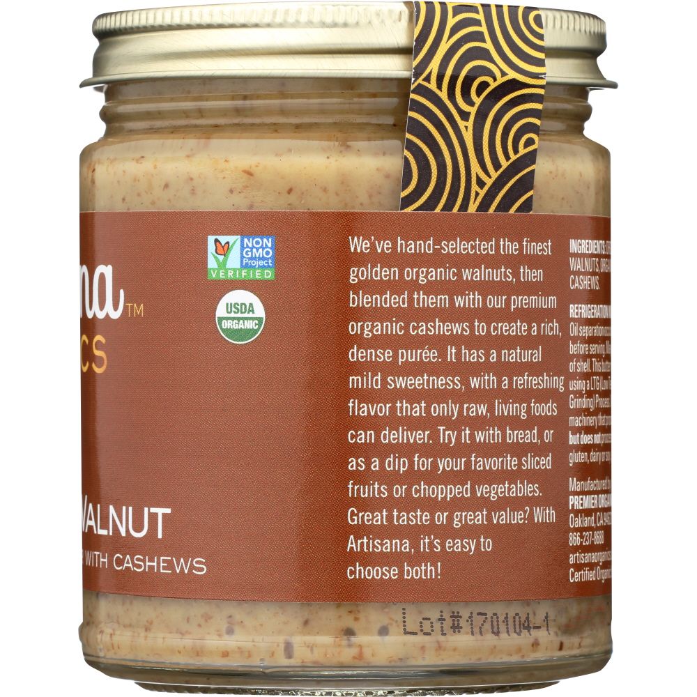 ARTISANA: 100% Organic Raw Walnut Butter with Cashews, 8 oz