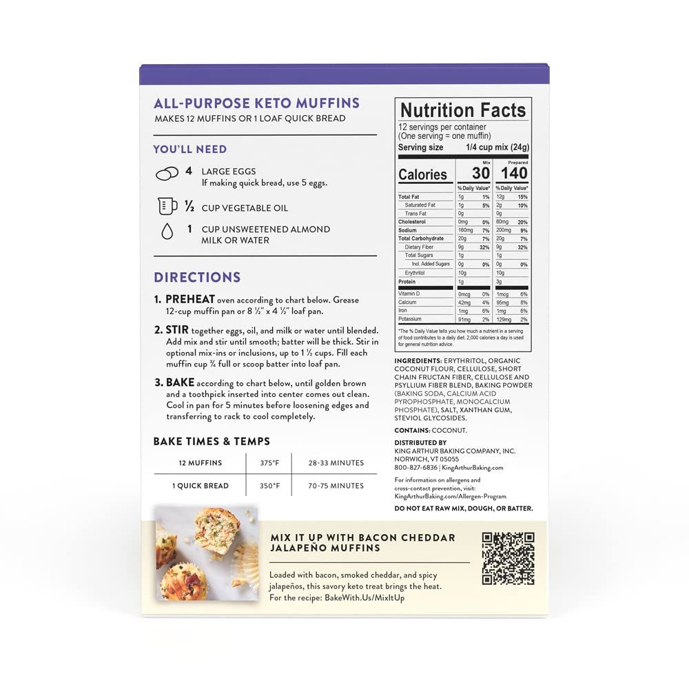 KING ARTHUR: All Purpose Keto Muffin Mix, 10 oz