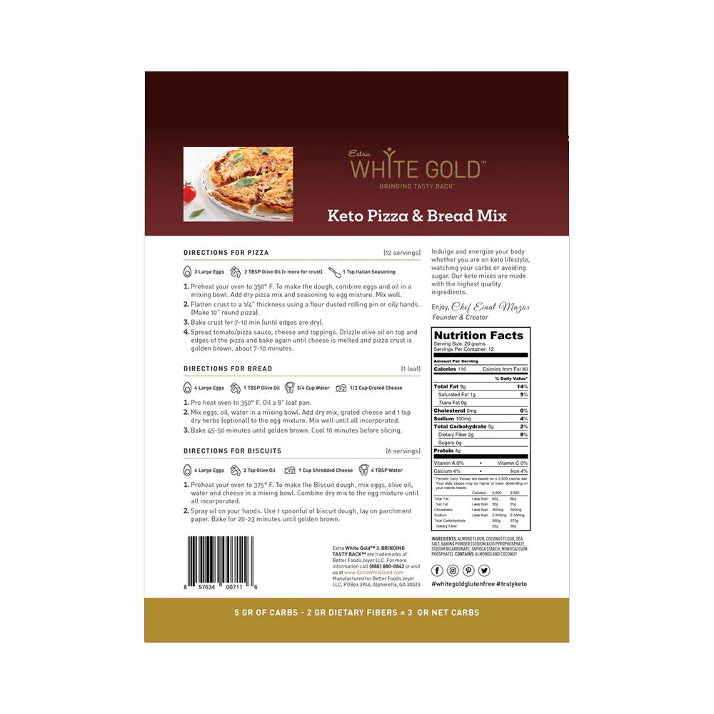 EXTRA WHITE GOLD: Pizza &amp; Bread Mix, 8.26 oz