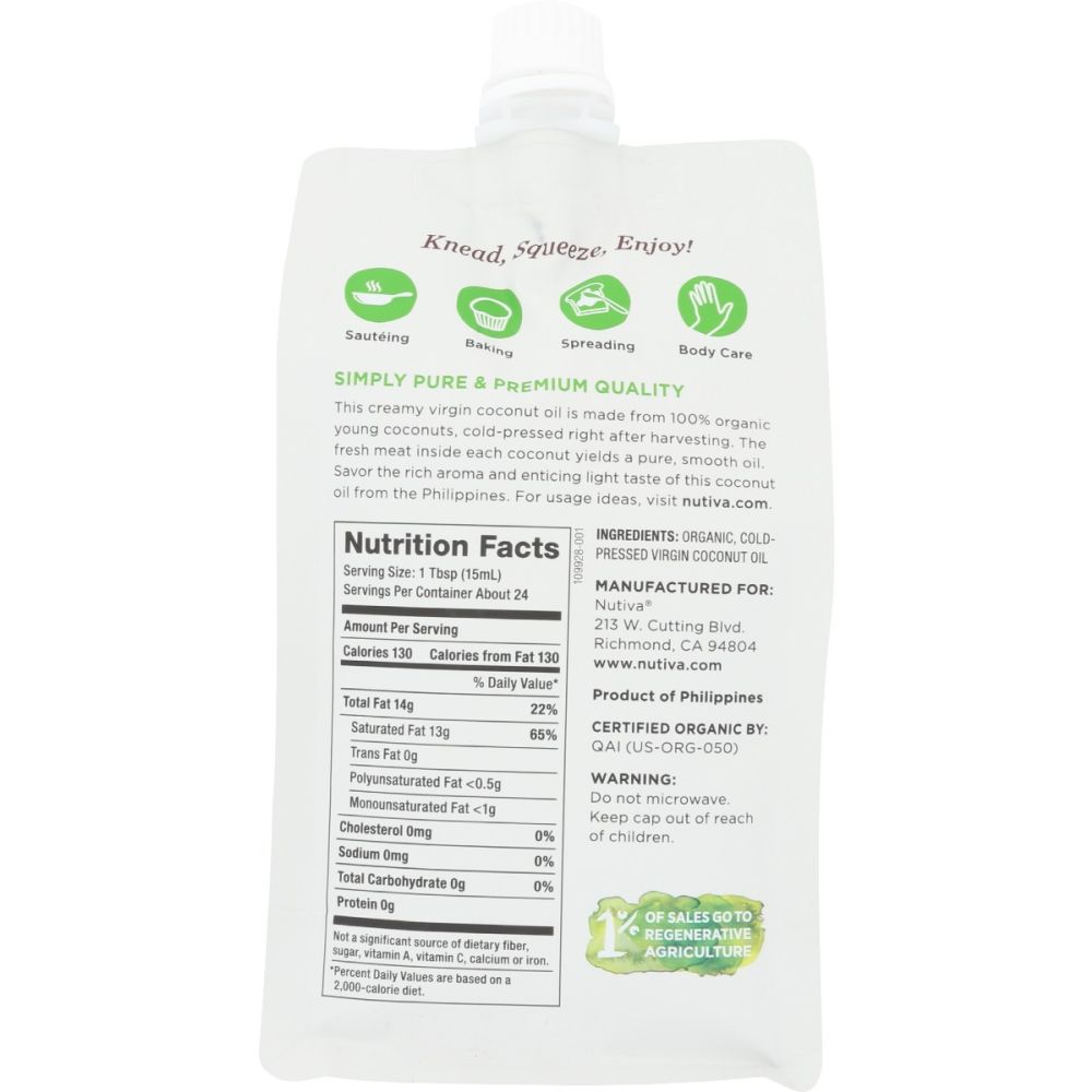 NUTIVA: Squeezable Organic Virgin Coconut Oil, 12 oz