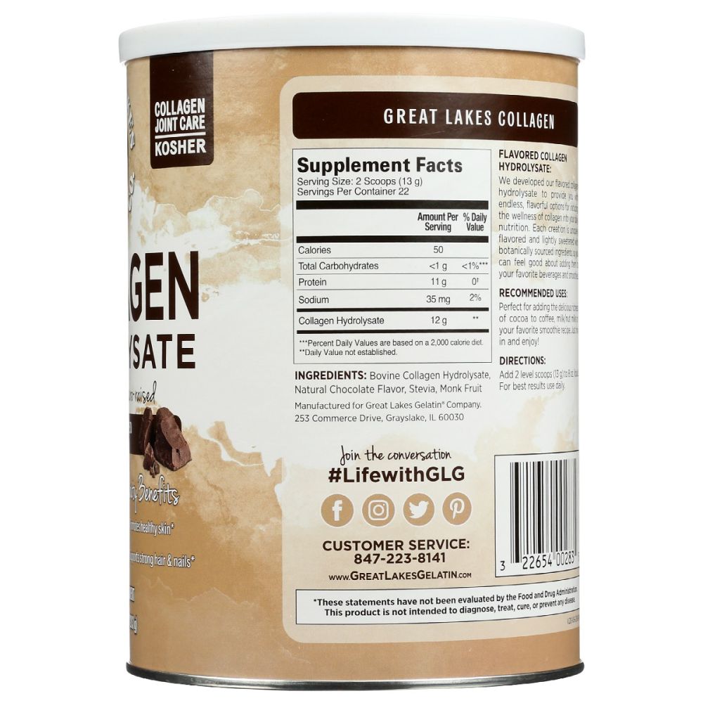 GREAT LAKES: Collagen Pwdr Chocolate, 10 oz