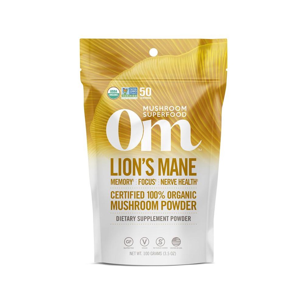 OM ORGANIC MUSHROOM NUTRITION: Lions Mane Mushroom Supplement Powder, 100 gm - Baking Redefined